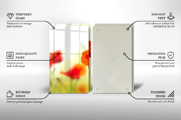 Sklo za varnú dosku Červené kvety maku