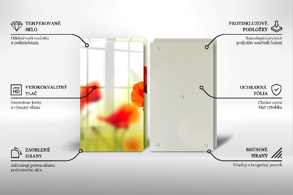 Sklo za varnú dosku Červené kvety maku