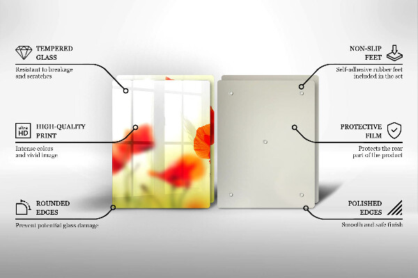 Sklo za varnú dosku Červené kvety maku