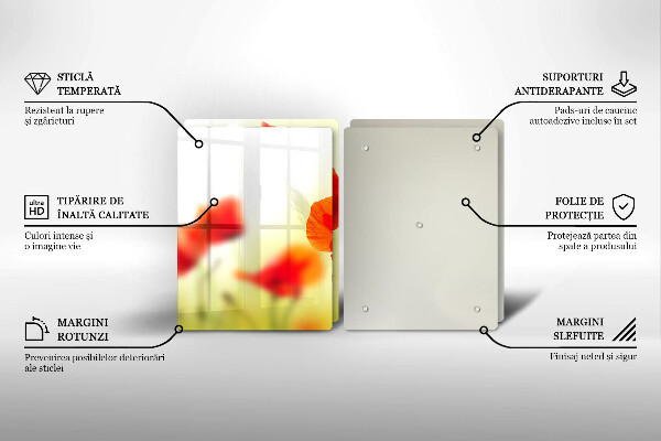 Sklo za varnú dosku Červené kvety maku