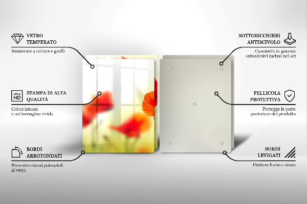 Sklo za varnú dosku Červené kvety maku