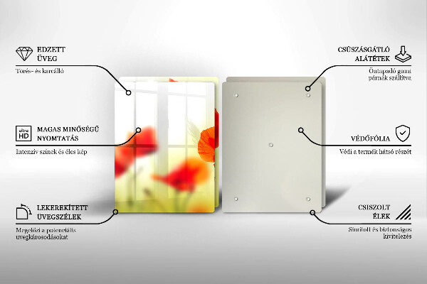 Sklo za varnú dosku Červené kvety maku