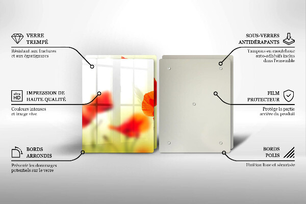 Sklo za varnú dosku Červené kvety maku