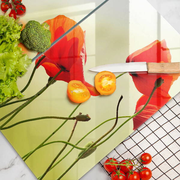 Sklo za varnú dosku Červené kvety maku