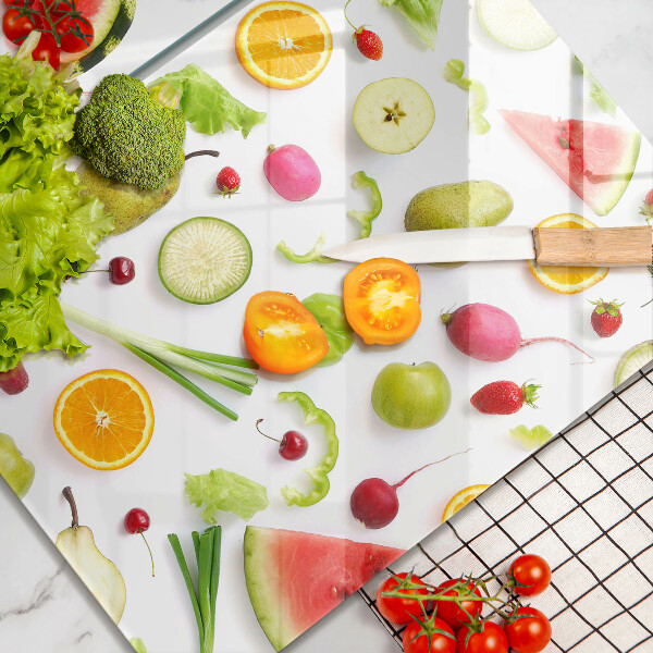 Sklo za varnú dosku Vzor ovocia a zeleniny