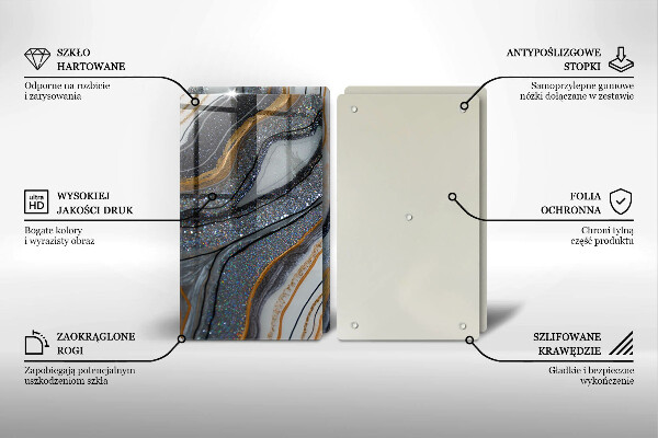 Sklo za varnú dosku skala so zlatom