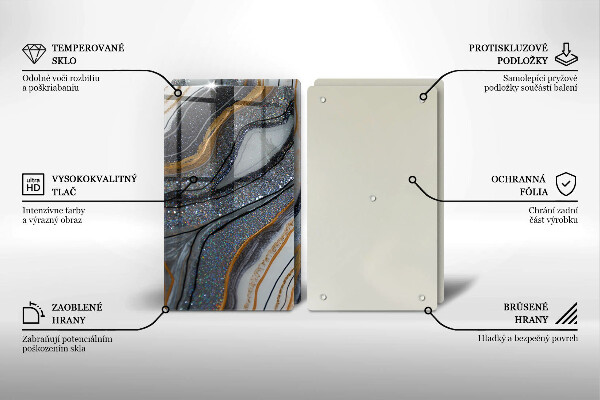 Sklo za varnú dosku skala so zlatom