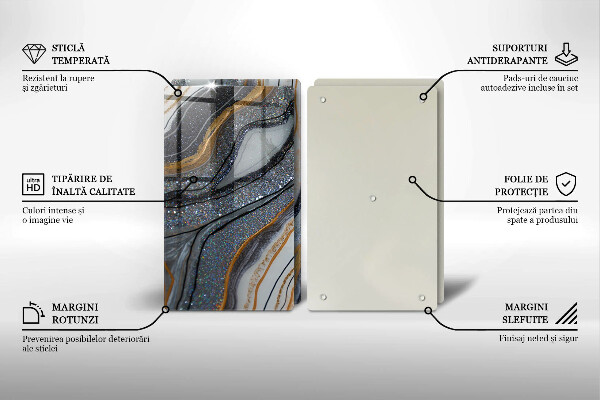 Sklo za varnú dosku skala so zlatom