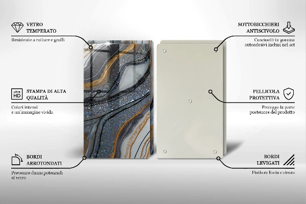 Sklo za varnú dosku skala so zlatom