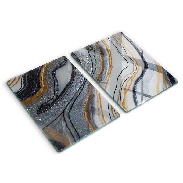 Sklo za varnú dosku skala so zlatom