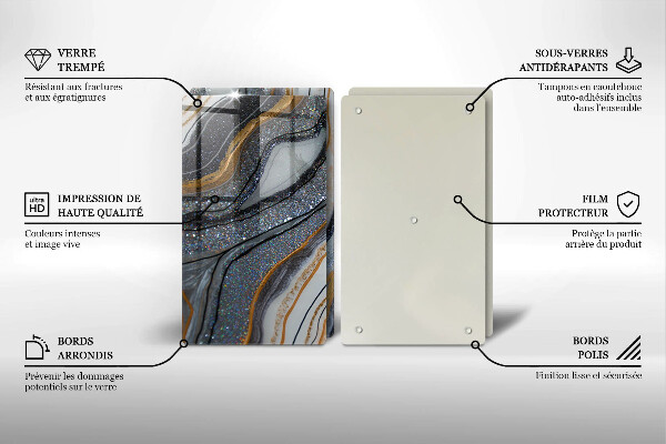 Sklo za varnú dosku skala so zlatom