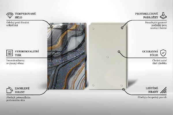 Sklo za varnú dosku skala so zlatom