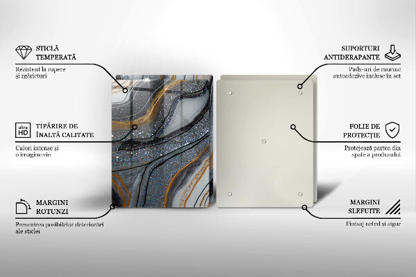 Sklo za varnú dosku skala so zlatom