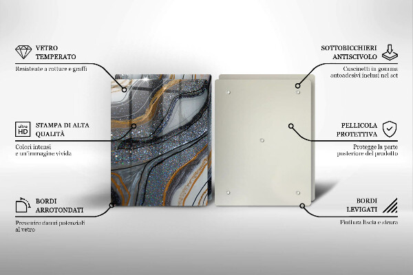 Sklo za varnú dosku skala so zlatom