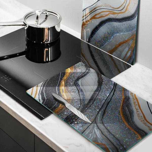 Sklo za varnú dosku skala so zlatom