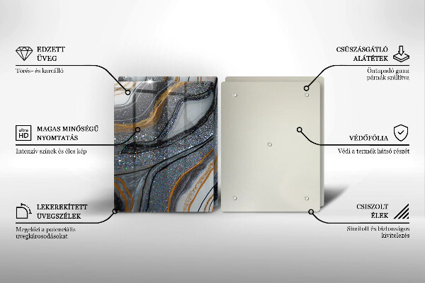 Sklo za varnú dosku skala so zlatom