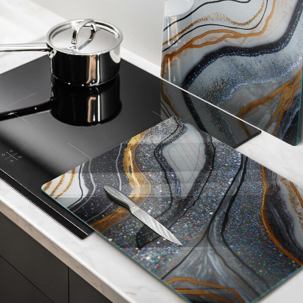 Sklo za varnú dosku skala so zlatom