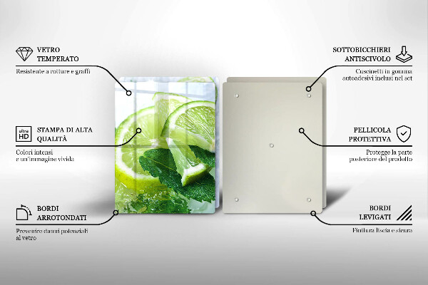 Sklo za varnú dosku Limetková mäta a ľad