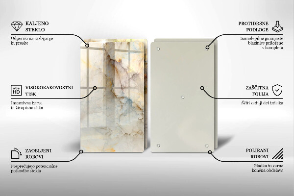 Sklo za varnú dosku Textúra mramoru so zlatom