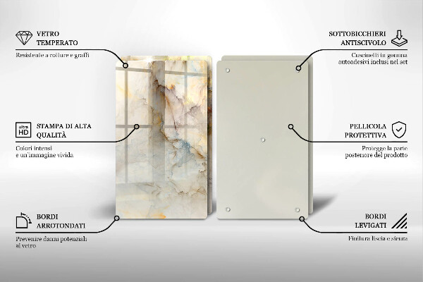 Sklo za varnú dosku Textúra mramoru so zlatom