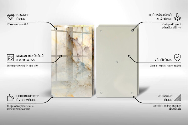 Sklo za varnú dosku Textúra mramoru so zlatom