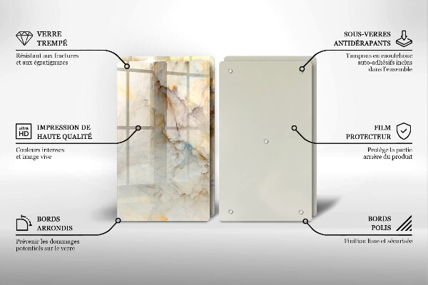 Sklo za varnú dosku Textúra mramoru so zlatom