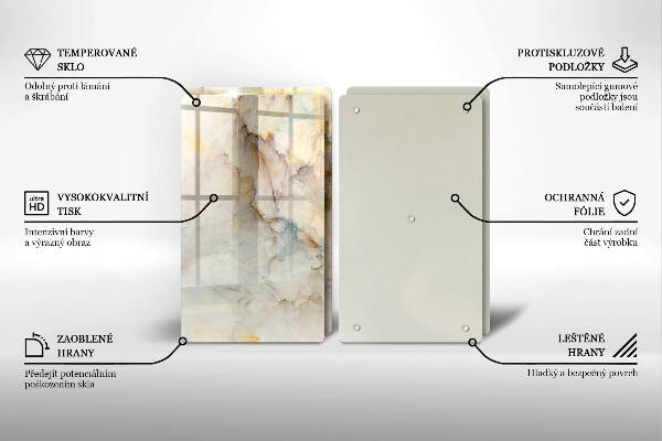 Sklo za varnú dosku Textúra mramoru so zlatom