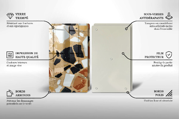 Sklo za varnú dosku Doska s dekoratívnymi kameňmi