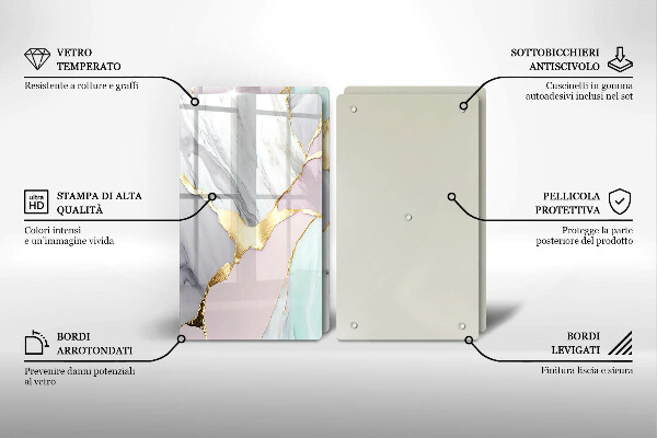 Sklo za varnú dosku Pastelový mramor