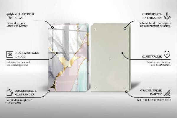 Sklo za varnú dosku Pastelový mramor