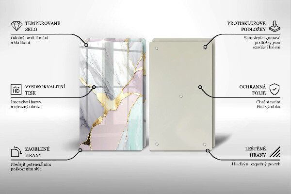 Sklo za varnú dosku Pastelový mramor