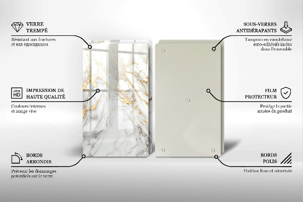 Sklo za varnú dosku Svetlý mramor so zlatom