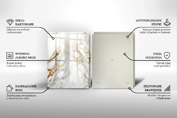 Sklo za varnú dosku Svetlý mramor so zlatom