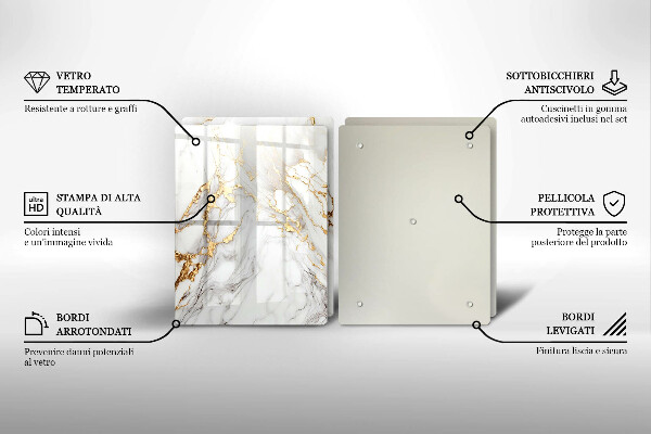 Sklo za varnú dosku Svetlý mramor so zlatom