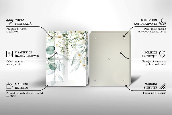 Sklo za varnú dosku Akvarelové rastliny