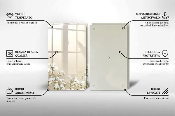 Sklo za varnú dosku Sadrové boho kvety