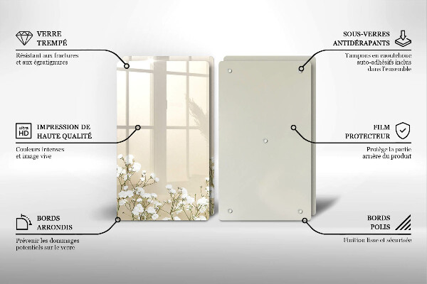 Sklo za varnú dosku Sadrové boho kvety