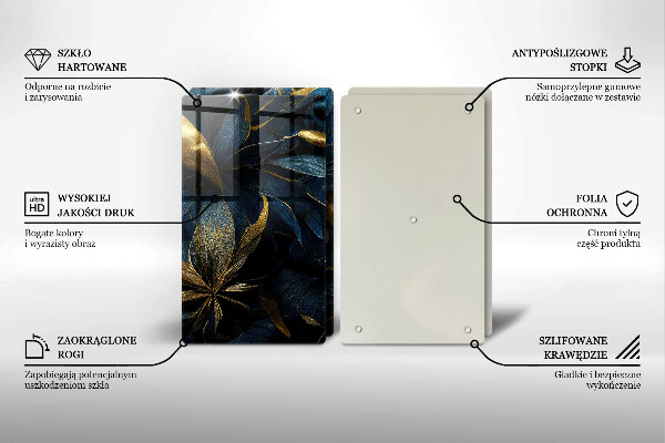 Sklo za varnú dosku Ozdobné listy so zlatom