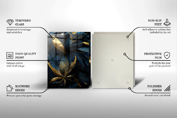 Sklo za varnú dosku Ozdobné listy so zlatom