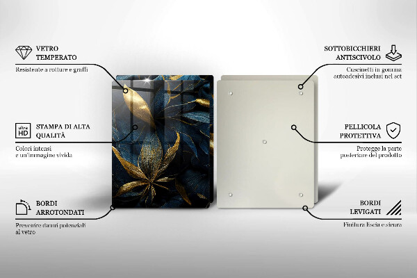 Sklo za varnú dosku Ozdobné listy so zlatom