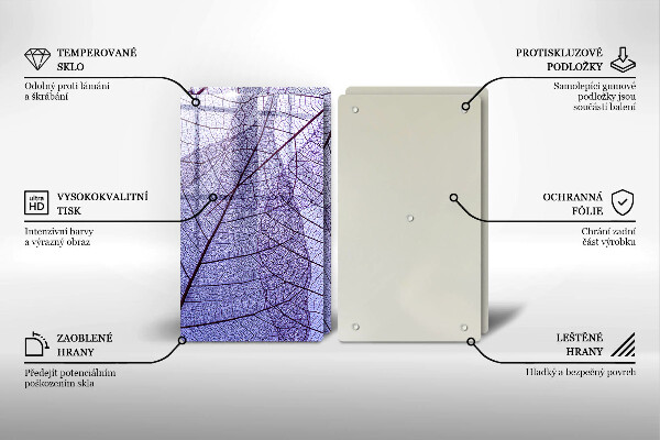 Sklo za varnú dosku Listy so žilami