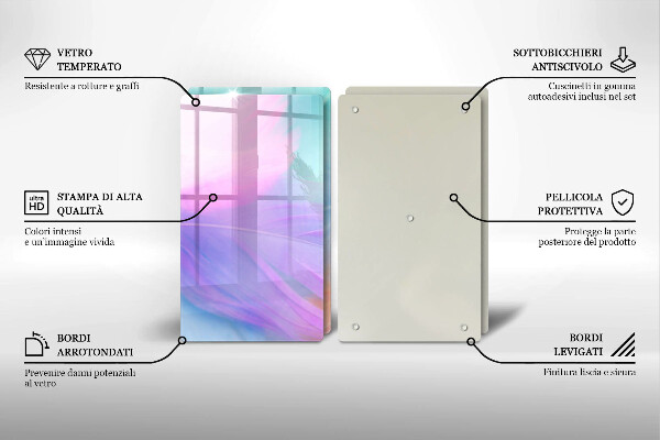 Sklo za varnú dosku Pastelové perie