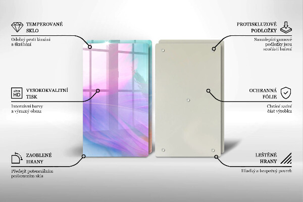 Sklo za varnú dosku Pastelové perie