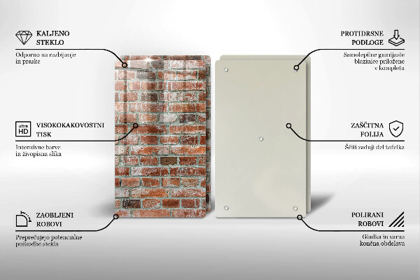 Sklo za varnú dosku Stará tehlová stena