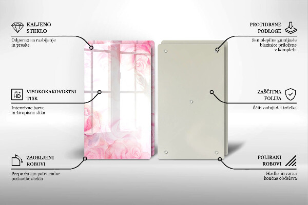 Tvrdené sklo za varnú dosku Jemné ruže na pozadí