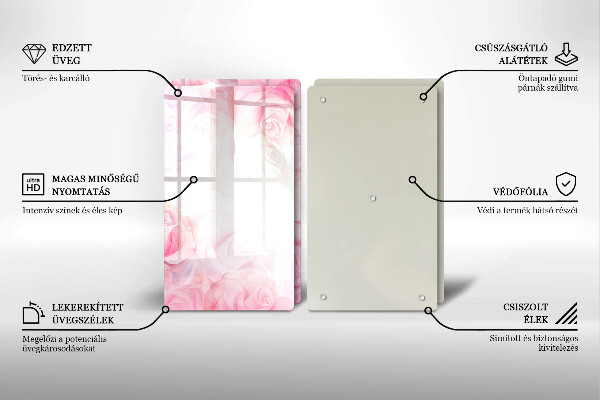 Tvrdené sklo za varnú dosku Jemné ruže na pozadí