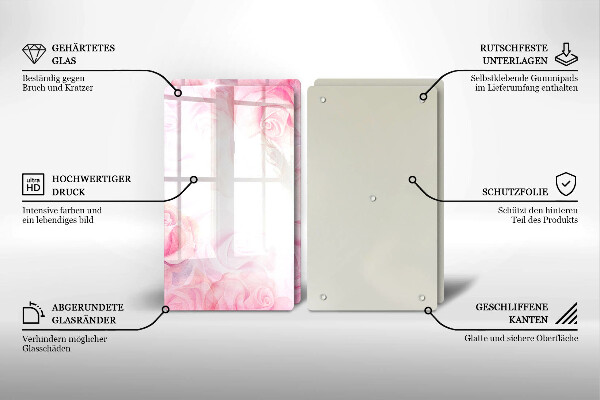 Tvrdené sklo za varnú dosku Jemné ruže na pozadí