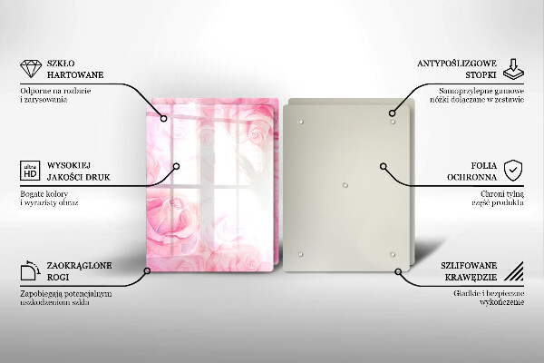 Tvrdené sklo za varnú dosku Jemné ruže na pozadí