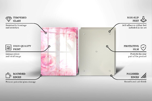 Tvrdené sklo za varnú dosku Jemné ruže na pozadí