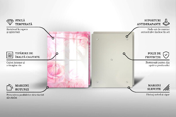 Tvrdené sklo za varnú dosku Jemné ruže na pozadí